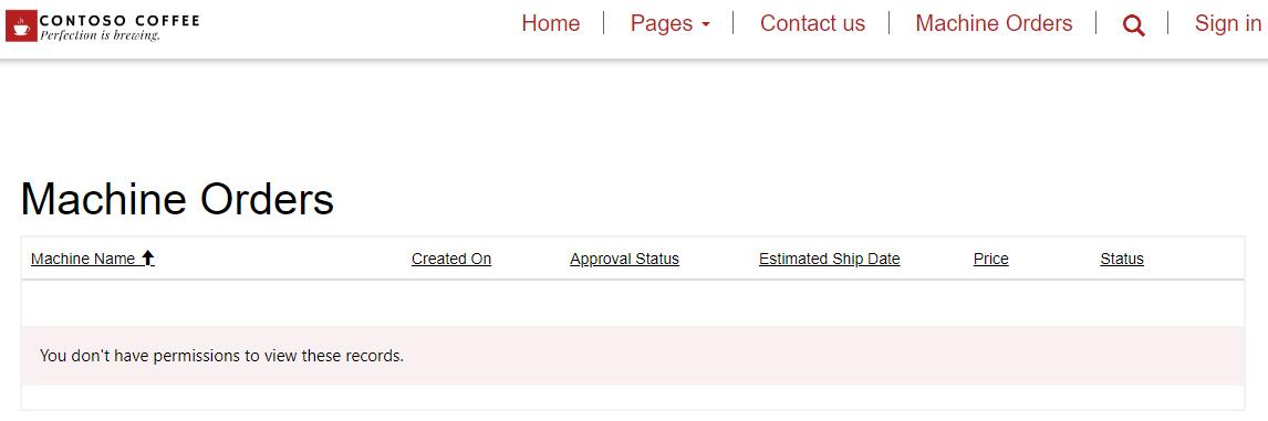 Screenshot of the permissions message stating that you don't have permissions to view the records.