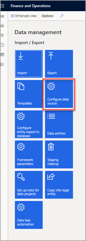 Screenshot of the Configure Data Source tile.