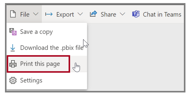 Screenshot of the "Export", "Print" option.