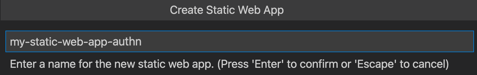 Screenshot showing how to create Static Web Apps.