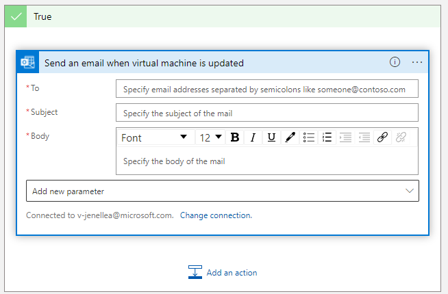 Screenshot for sending an email when vm updates.