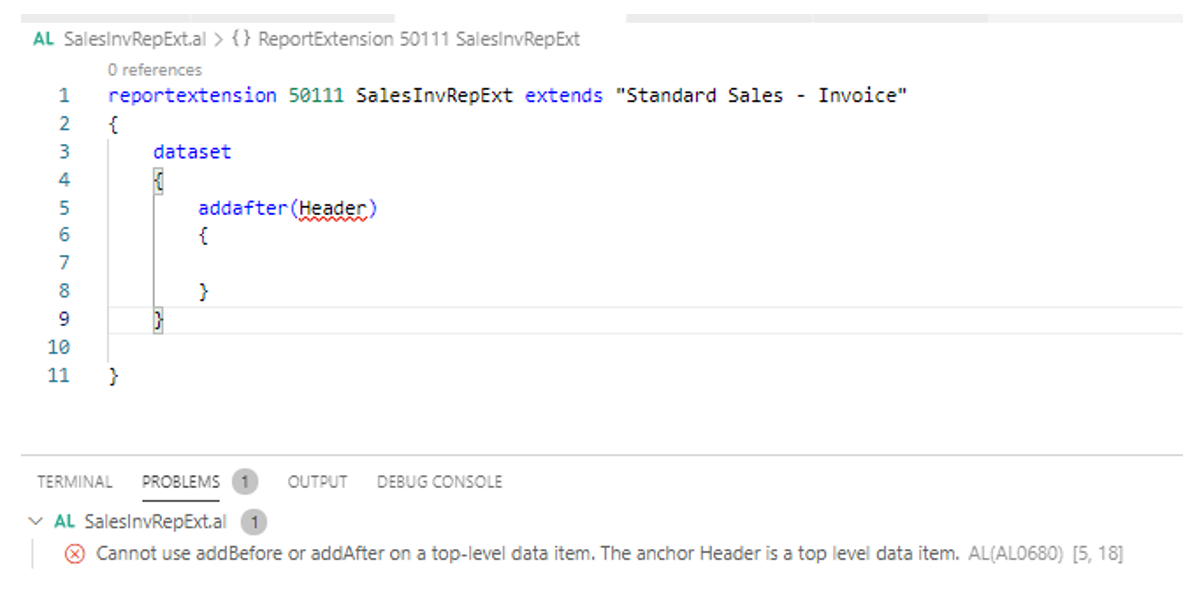 Screenshot of a compiler error caused by the addition of new root data items.