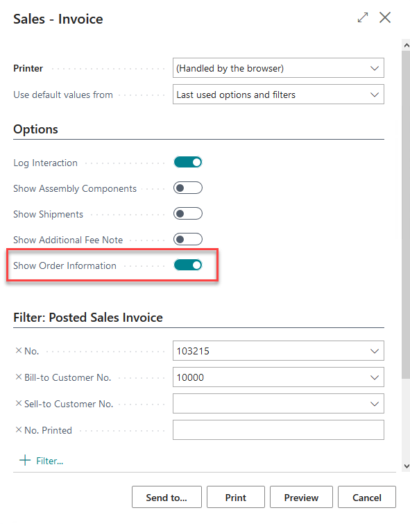 Screenshot of the Standard Sales Invoice report layout.