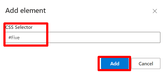 Screenshot of the Add element selector.