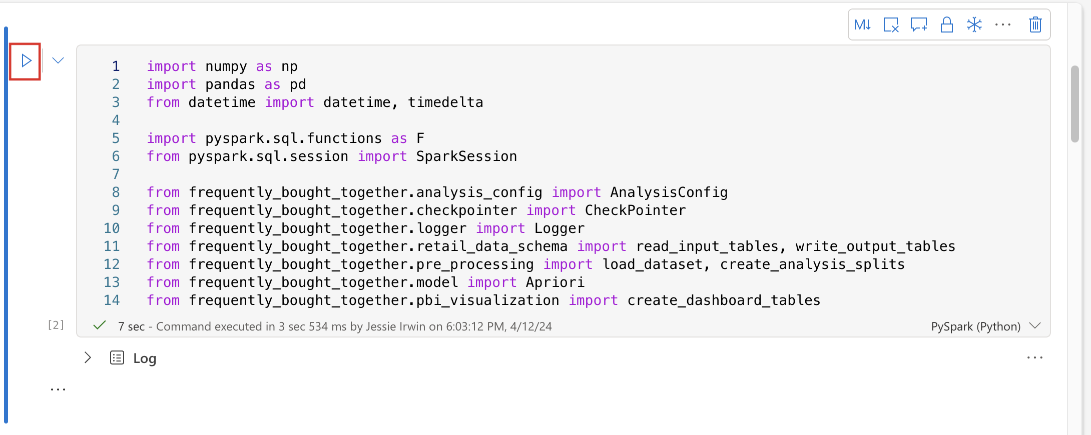 Screenshot of the import libraries step.