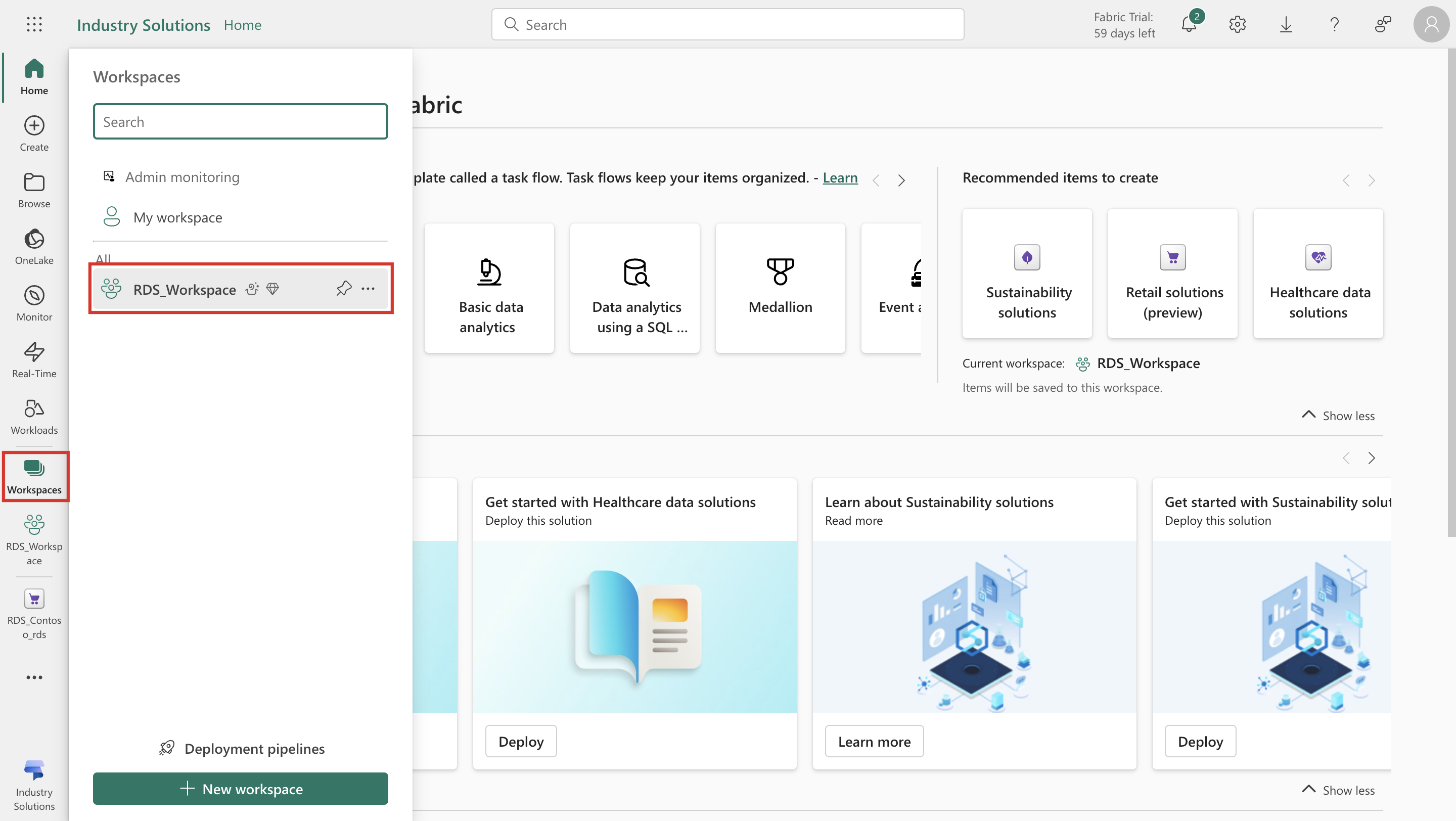 Screenshot of the R D S workspace in the list.