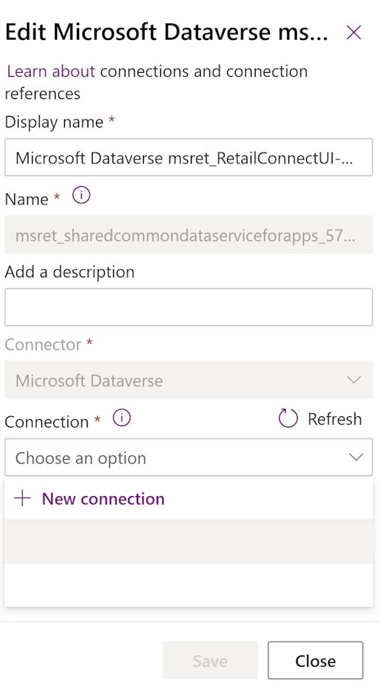 Screenshot of the saved connection.