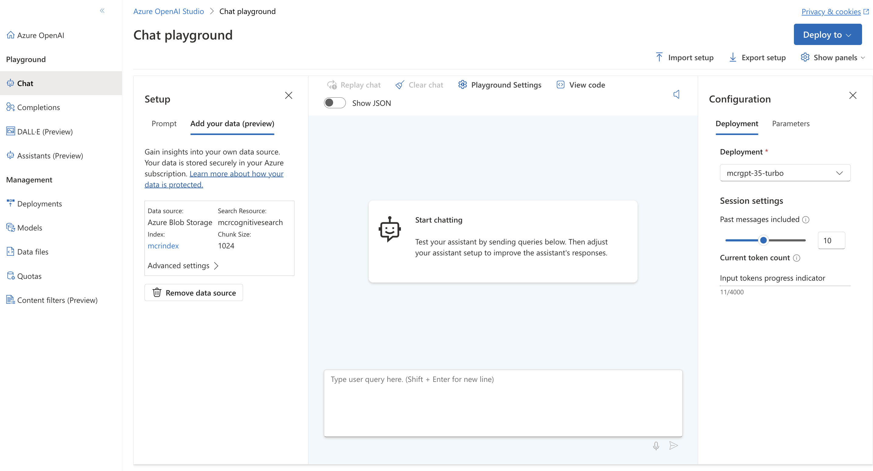 Screenshot of the Add your data screen with data being added.