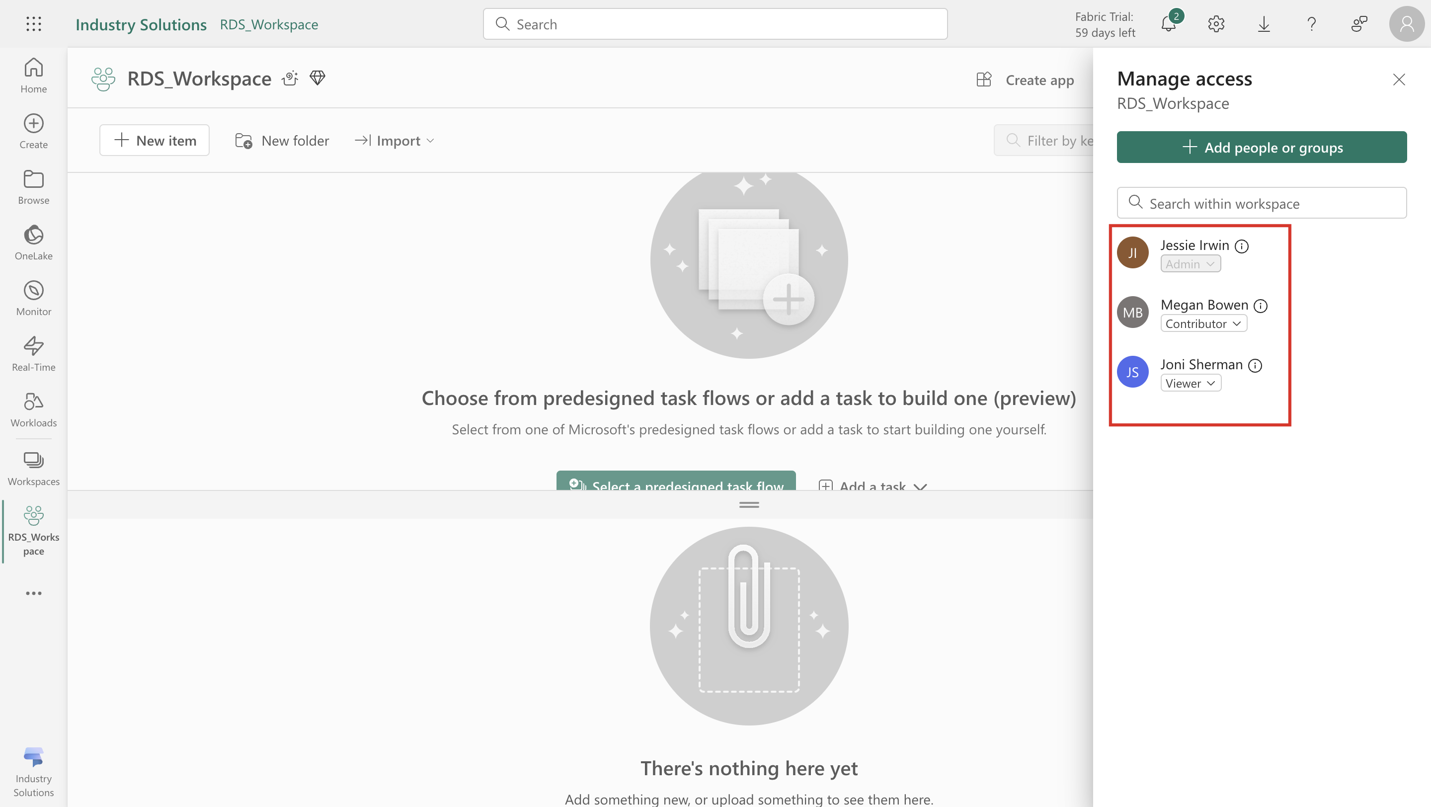 Screenshot of the Add people pane with Joni Sherman added and the role changed to Viewer with the Close icon highlighted.
