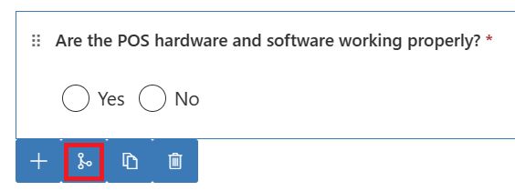 Screenshot of the question with the branching icon highlighted.