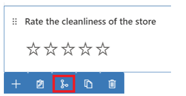 Screenshot of the branching icon selected to create a branching question to the main question.