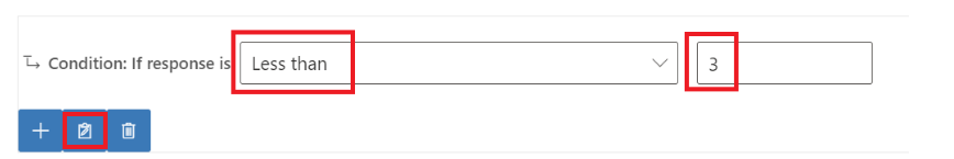Screenshot of the branching question and the corresponding conditional task created.