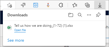 Screenshot of a notification of a completed download of responses from a survey response report in Dynamics 365 Customer Voice.