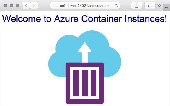Screenshot of the sample Node.js container app running in a browser.
