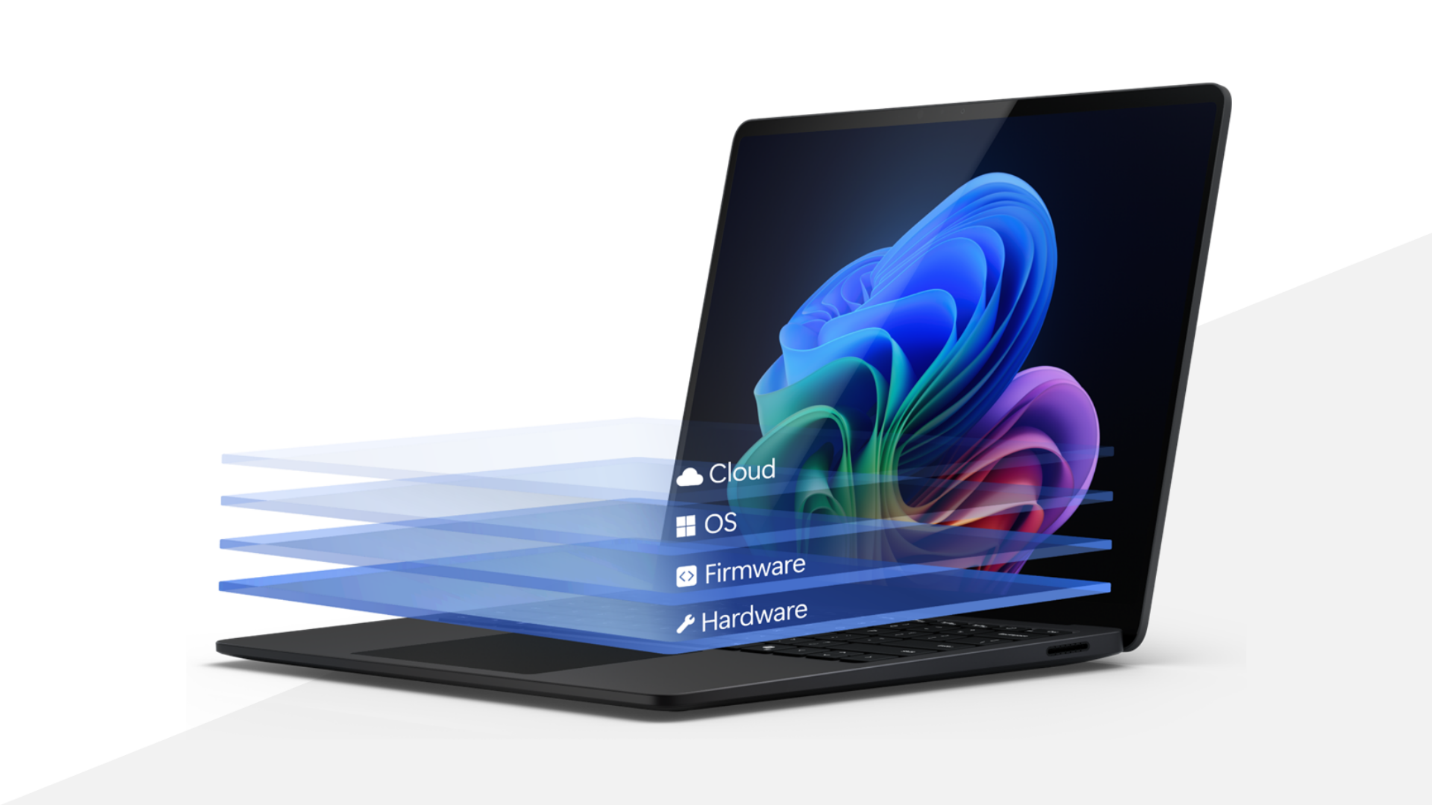 Illustration representing trusted security at every layer of Microsoft Surface devices.