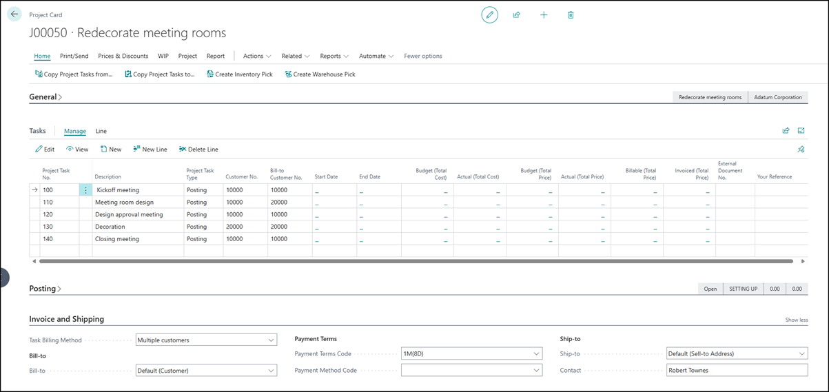 Screenshot of task billing method.