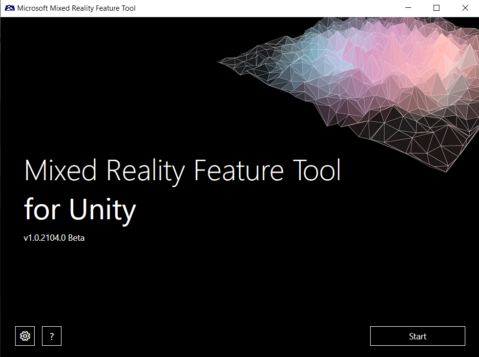 Screenshot of the Mixed Reality Feature Tool start window.