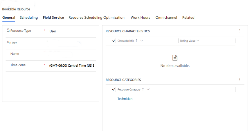 Screenshot of the Bookable Resource form.