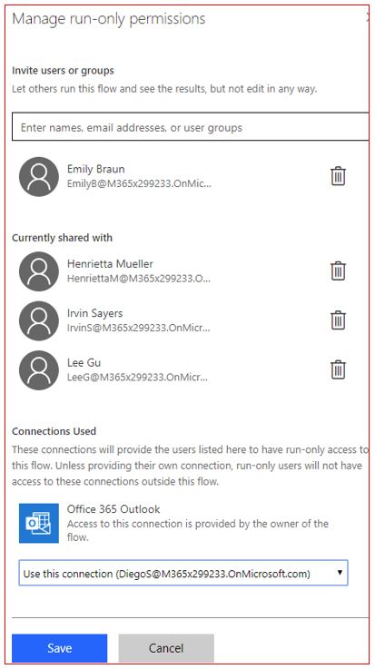 Screenshot of the run only connections permissions.