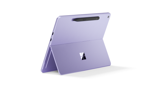 Photo of Surface Pro 12-inch device showing integrated pen storage slot on the back.