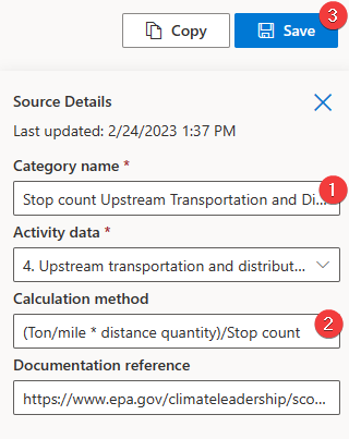 Screenshot of the Source details with the values filled in.