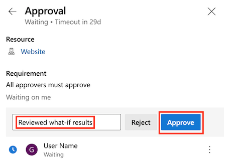 Screenshot of the Azure DevOps interface that shows the pipeline approval page, with the Approve button highlighted.