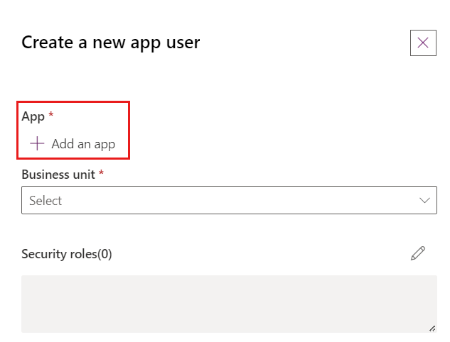 Screenshot of Add an app option highlighted.