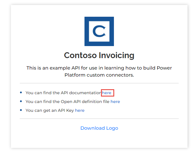 Screenshot of an arrow pointing to the API documentation link.