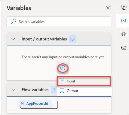 Screenshot showing the add an input button.