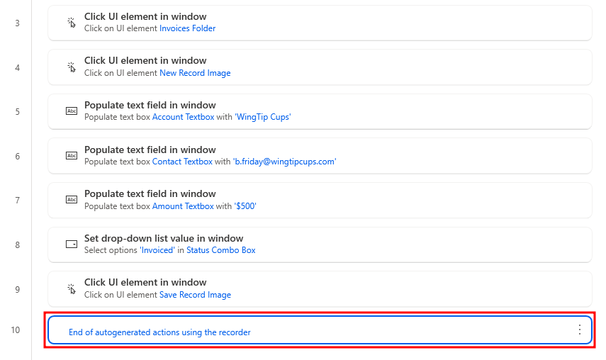 Screenshot showing step 10 selected.