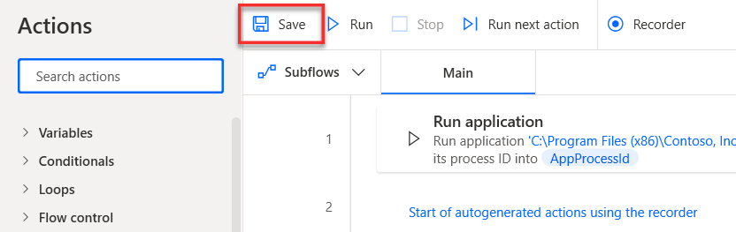 Screenshot showing the main Save button.