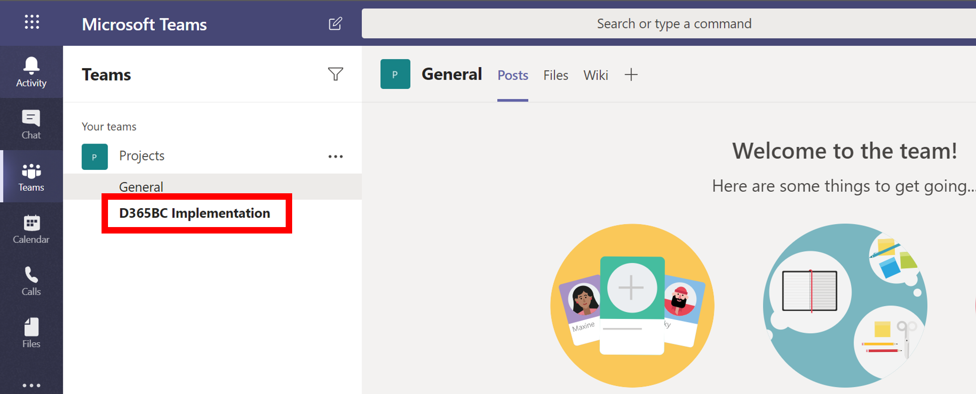 Screenshot of Microsoft Teams with new channel added.