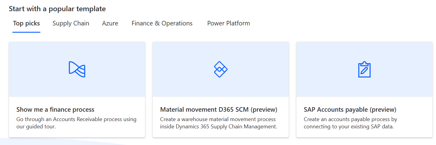 Screenshot of options for templates.