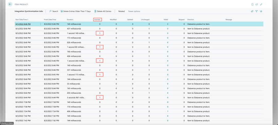 Screenshot showing an example of integration success.