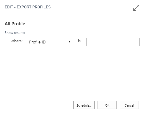 Screenshot of the Export Profile page.