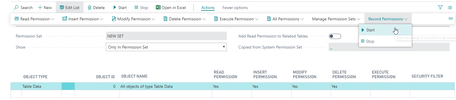 Screenshot of the Record Permissions action on the Permissions page.