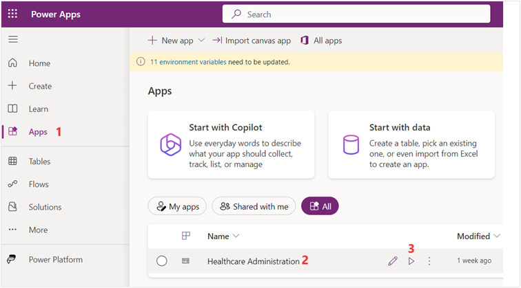 Screenshot of the Dynamics 365 virtual care Slots view.