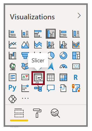 Image of the Slicer button on the Visualizations pane.