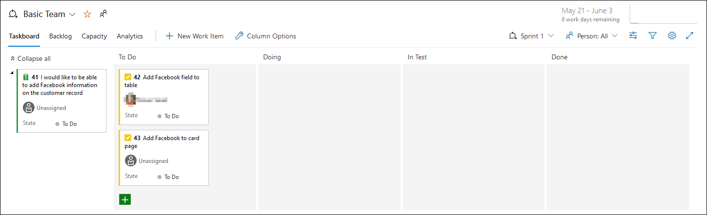 Screenshot of the Basic Team Taskboard.