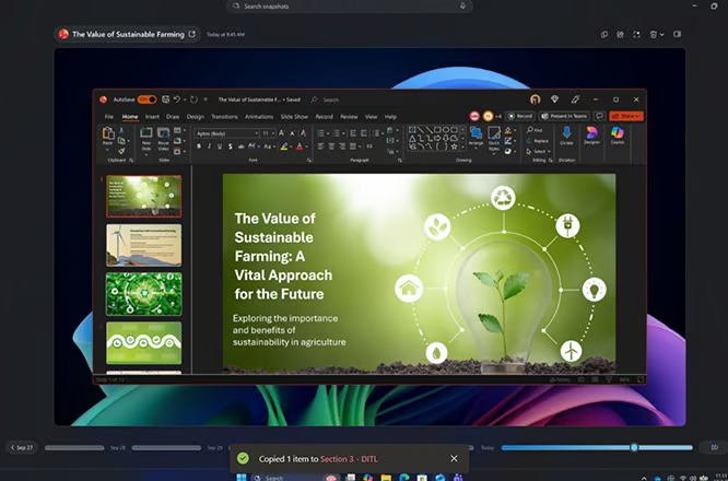 Screenshot of Recall showing a previously viewed PowerPoint presentation.