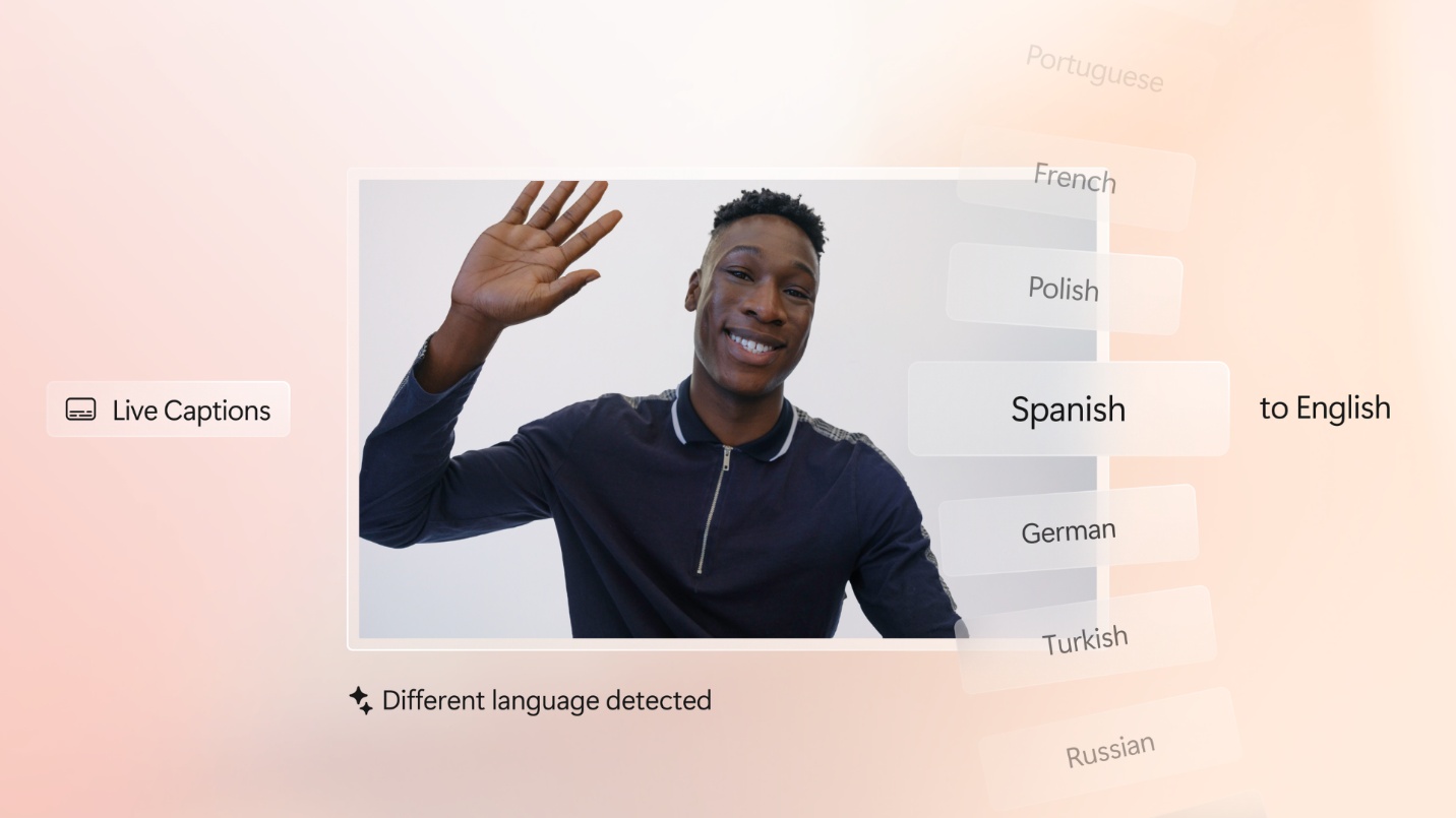 Animation that shows the Live Captions feature in Windows.