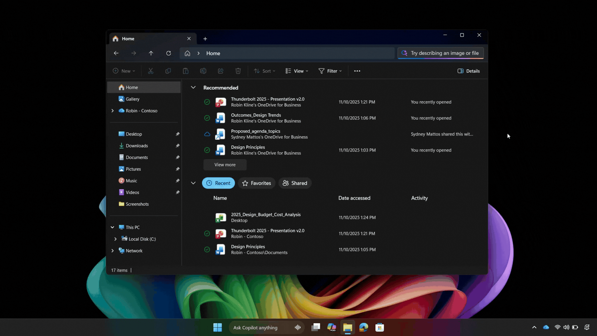 Animation of Improved Windows Search in action on a Copilot+ PC.