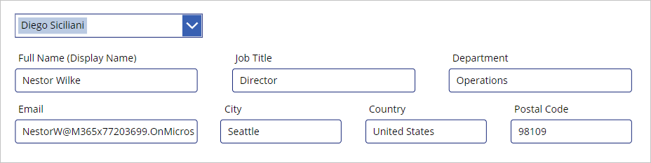 Screenshot of the manager information.