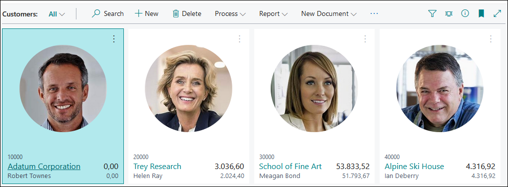 Screenshot of a a list of tiles using the Brick fieldgroup.