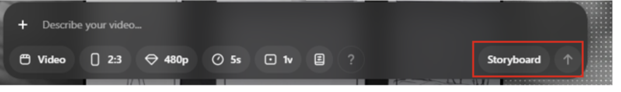 Screenshot of Storyboard option.