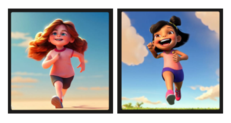 Images of two cartoon-style girls generated by Microsoft Image Creator.