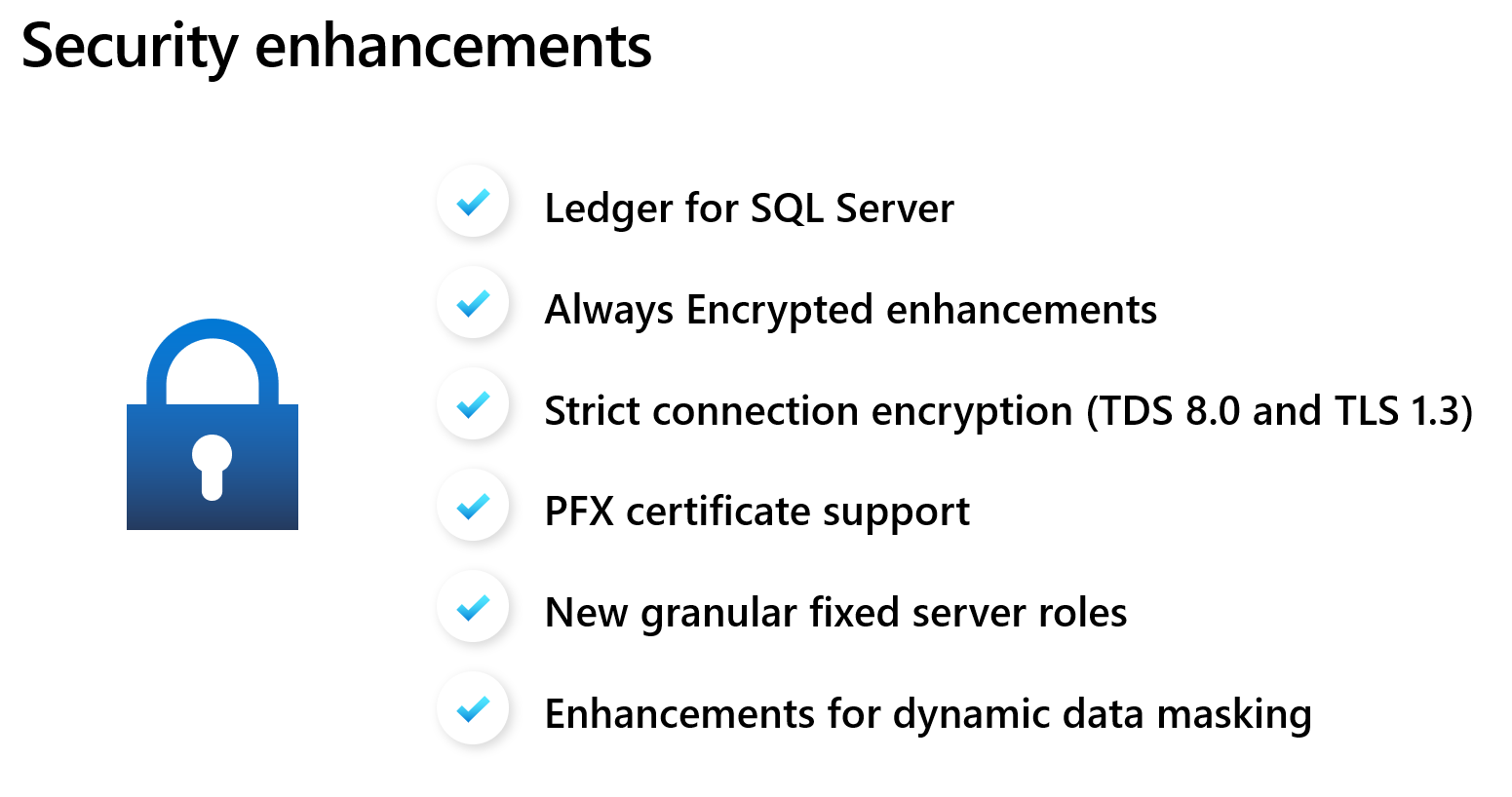 Diagram of the SQL Server 2022 security enhancements.