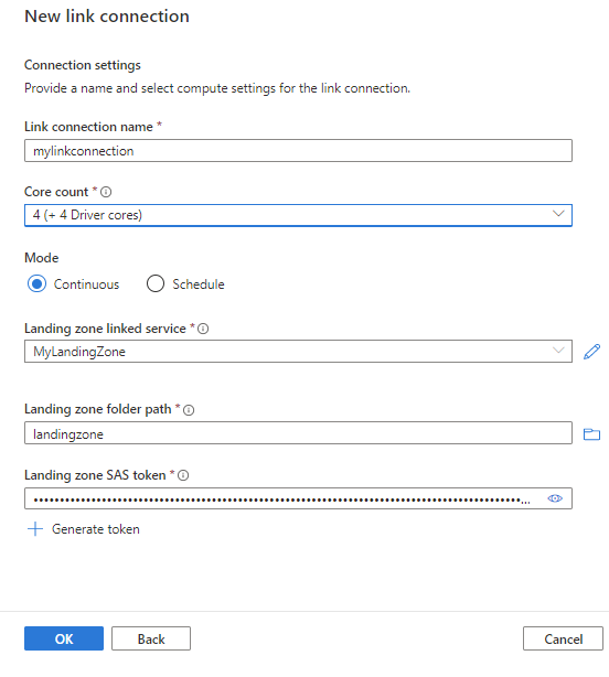 Screenshot showing the connection settings configuration.