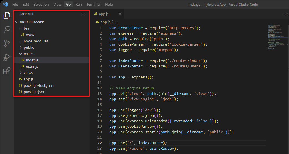 Screenshot of Visual Studio Code with Explorer icon selected in the Activity Bar.