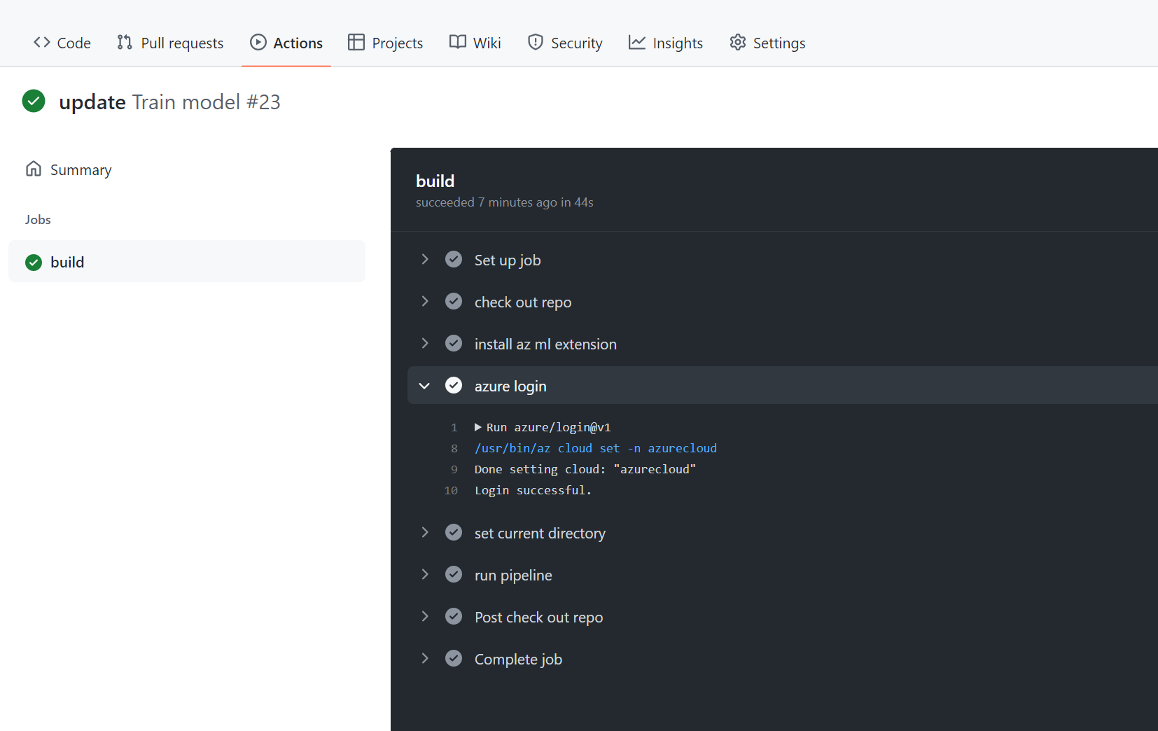 Screenshot of successfully executed workflow.